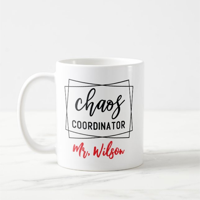 Chaos Coordinator Notebook – Funny Teacher Quote Coffee Mug (Left)