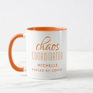 Chaos Coordinator Orange Typography Personalized Mug