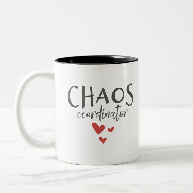 Chaos Coordinator Parenting Funny Two-Tone Coffee Mug (Left)