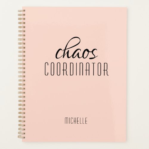 Chaos Coordinator Peach Personalized Name Planner