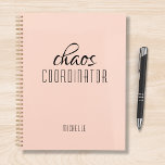 Chaos Coordinator Peach Personalized Name Planner<br><div class="desc">Chaos Coordinator Peach Personalized Name festuresthe text "chaos coordinator" in a fun black script typography. Perfect for that busy mom,  teacher,  sports team manager or work boss. Designed by Evco Studio www.zazzle.com/store/evcostudio</div>