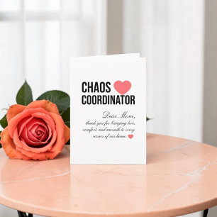 Chaos Coordinator Personalized Unique Gift Letterpress Thank You Card