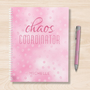Chaos Coordinator Pink Girly Glitter Personalized Planner