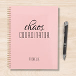 Chaos Coordinator Pink Personalized Name Planner<br><div class="desc">Chaos Coordinator Pink Personalized Name festuresthe text "chaos coordinator" in a fun black script typography. Perfect for that busy mom,  teacher,  sports team manager or work boss. Designed by Evco Studio www.zazzle.com/store/evcostudio</div>
