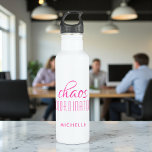 Chaos Coordinator Pink Typography Personalized  Stainless Steel Water Bottle<br><div class="desc">Chaos Coordinator Pink Typography Personalized Water Bottle features a simple design of the text "chaos coordinator" in a fun pink calligraphy script with your personalized name below. Personalize by editing the text in the text box provided. Perfect for that busy mom,  teacher,  sports team manager or work boss</div>