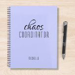 Chaos Coordinator Purple Personalized Name Planner<br><div class="desc">Chaos Coordinator Purple Personalized Name festuresthe text "chaos coordinator" in a fun black script typography. Perfect for that busy mom,  teacher,  sports team manager or work boss. Designed by Evco Studio www.zazzle.com/store/evcostudio</div>