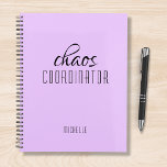 Chaos Coordinator Purple Personalized Name Planner<br><div class="desc">Chaos Coordinator Purple Personalized Name festuresthe text "chaos coordinator" in a fun black script typography. Perfect for that busy mom,  teacher,  sports team manager or work boss. Designed by Evco Studio www.zazzle.com/store/evcostudio</div>