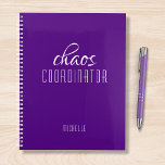 Chaos Coordinator Purple Personalized Name Planner<br><div class="desc">Chaos Coordinator Purple Personalized Name festuresthe text "chaos coordinator" in a fun white script typography. Perfect for that busy mom,  teacher,  sports team manager or work boss. Designed by Evco Studio www.zazzle.com/store/evcostudio</div>