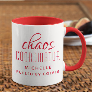 Chaos Coordinator Red Typography Personalized Mug