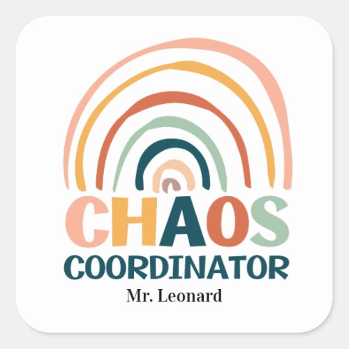 Chaos Coordinator retro colors boho rainbow Square Sticker
