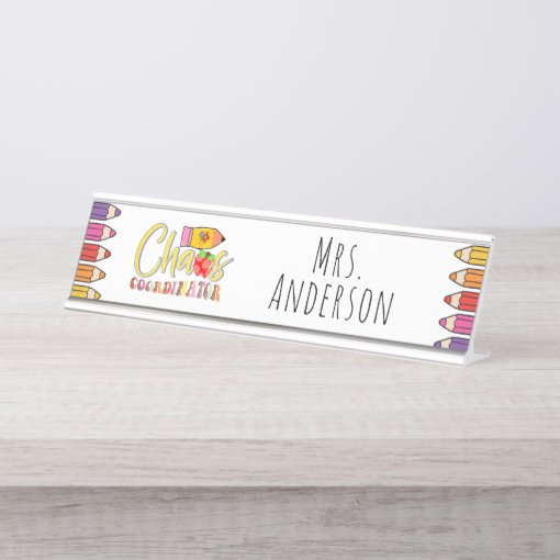 Chaos Coordinator Teacher Gift Desk Name Plate | Zazzle