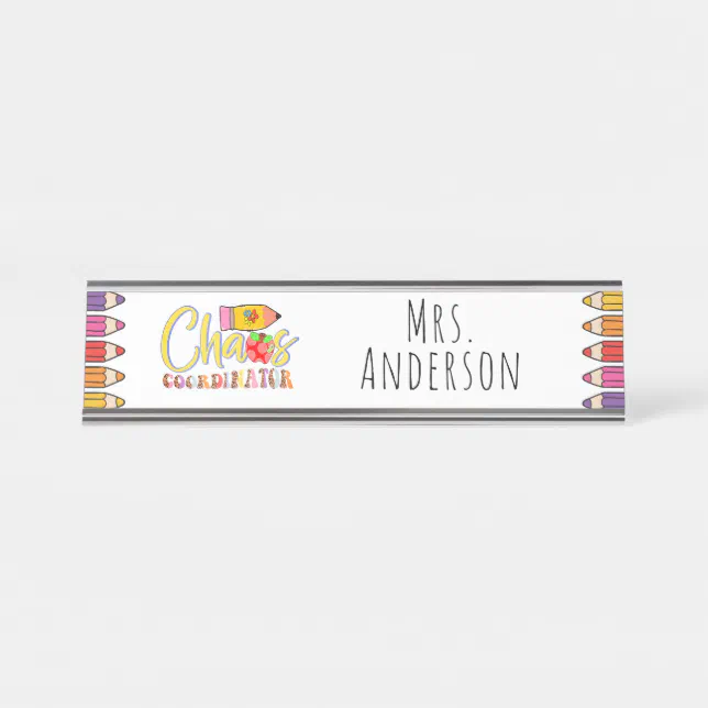 Chaos Coordinator Teacher Gift Desk Name Plate | Zazzle