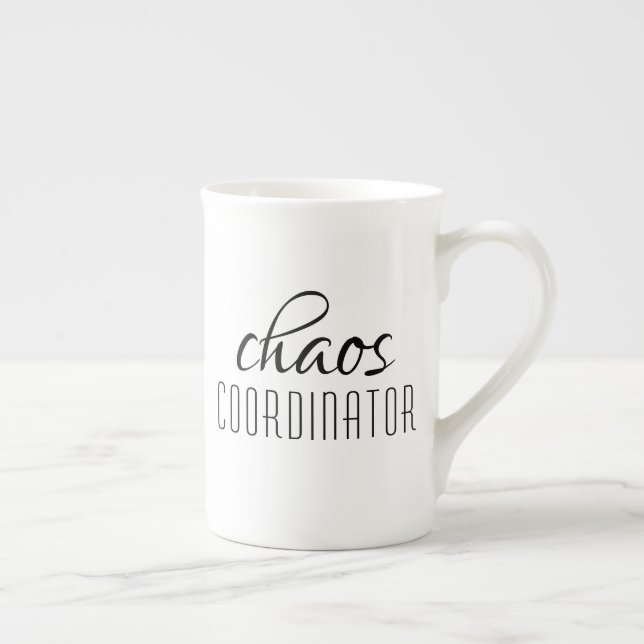 Chaos Coordinator Typographic Text Bone China Mug (Right)