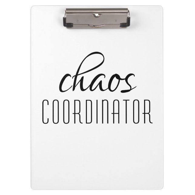 Chaos Coordinator Typographic Text Clipboard (Front)