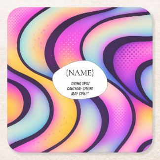  Chaos Drink Spot – Abstract Design Personalized Square Paper Coaster