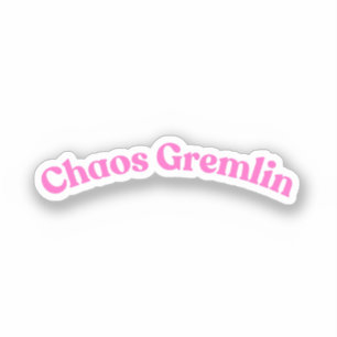 Chaos Gremlin Funny Pink Bubble Letter Sticker