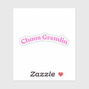 Chaos Gremlin   Funny Pink Bubble Letter Sticker