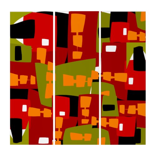 Chaos in Red Abstract Triptych