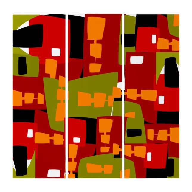 Chaos in Red Abstract Triptych (Front)