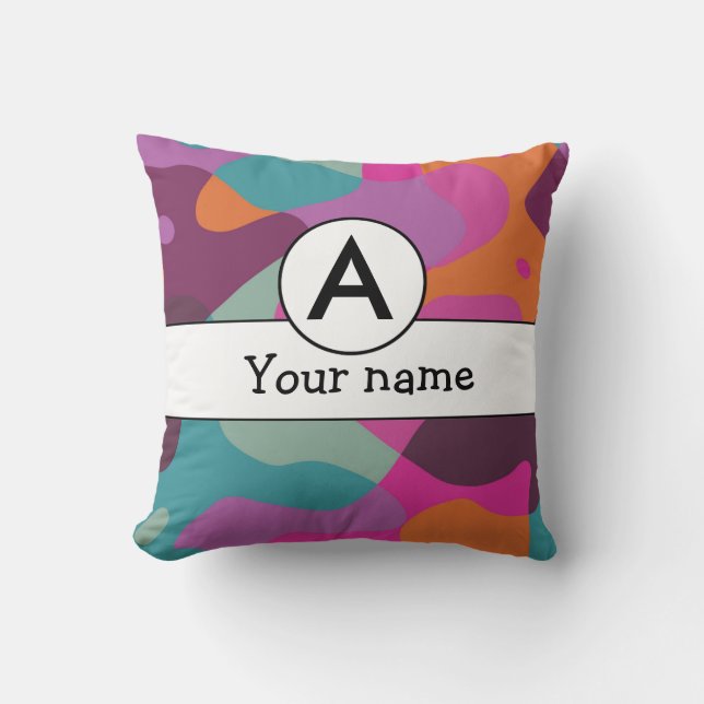 Chaos in retro colors throw pillow (Front)