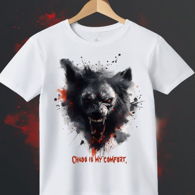 Chaos Is My Comfort | Dark Wolf Grunge Art T-Shirt (Creator Uploaded)