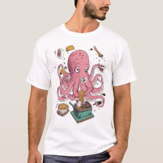 Chaos Kitchen Disaster Chef Funny Octopus Sushi T-Shirt