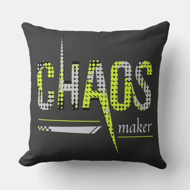 Chaos Maker Funny Throw Pillow (Front)