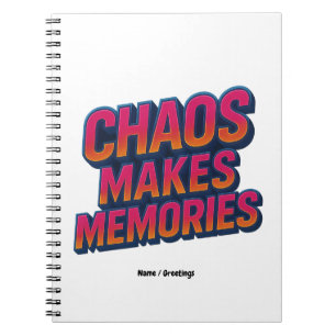 Chaos Makes Memories Retro Synthwave Design Funny Notebook