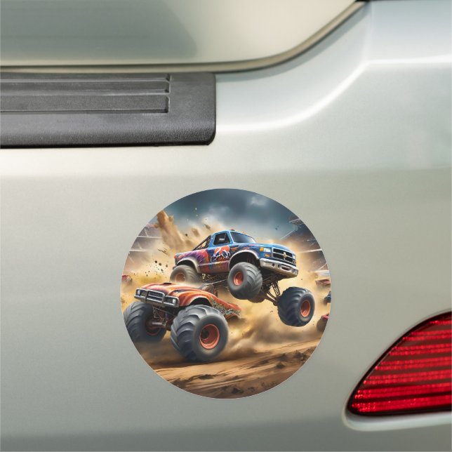 Chaos on Wheels: Monster Truck Smash Derby Car Magnet (In Situ)