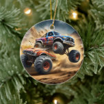 Chaos on Wheels: Monster Truck Smash Derby Ceramic Ornament