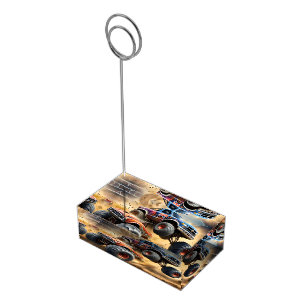 Chaos on Wheels: Monster Truck Smash Derby Place Card Holder