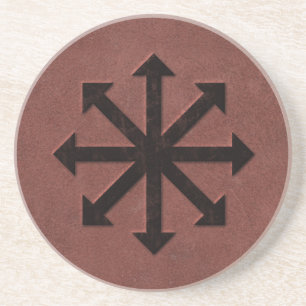 Chaosphere - Occult Magick Symbol on Red Leather Sandstone Coaster