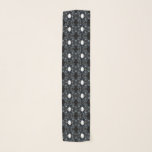Chaotic Abstract Blue on Black and White Fluid Art Scarf