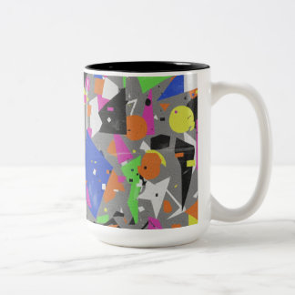 Chaotic Abstract Two-Tone Mug | Colorful Overlappi