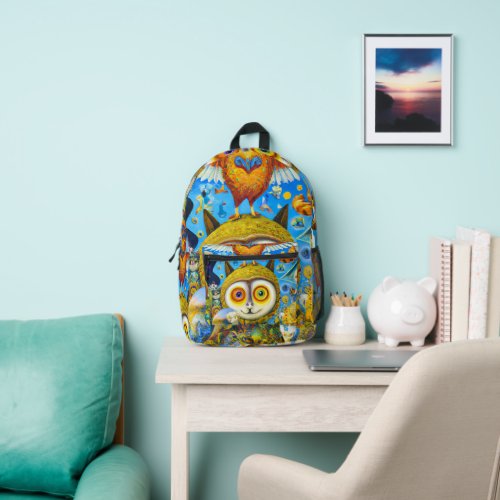 Chaotic and Colorful Fantasy Creatures Dall_E Art Printed Backpack