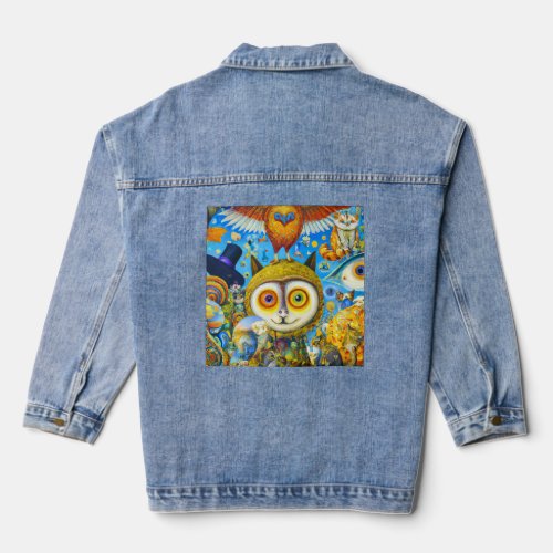 Chaotic and Colorful Fantasy Creatures Denim Jacket