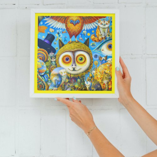 Chaotic and Colorful Fantasy Creatures Faux Canvas Print