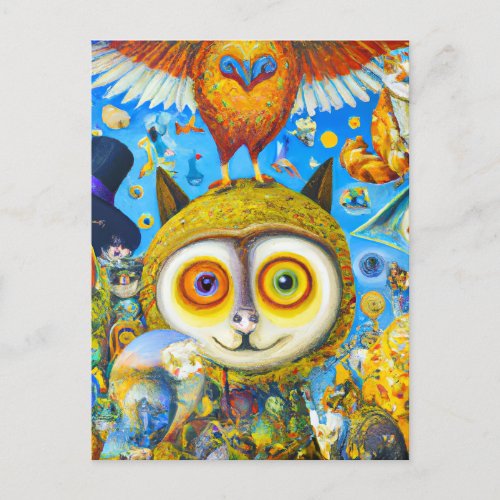Chaotic and Colorful Fantasy Creatures Postcard