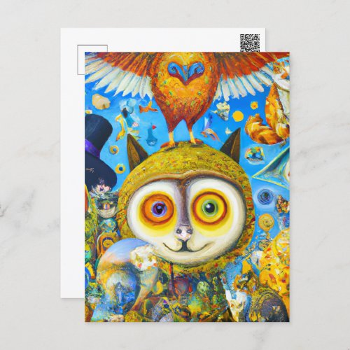 Chaotic and Colorful Fantasy Creatures Postcard