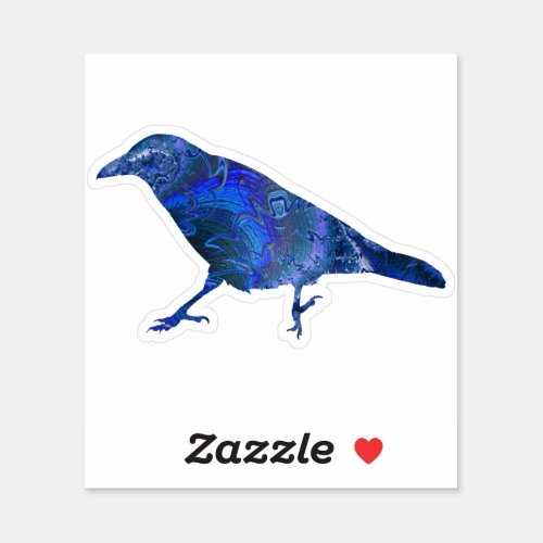 Chaotic Blue Fractal Raven or Blackbird or Crow Sticker