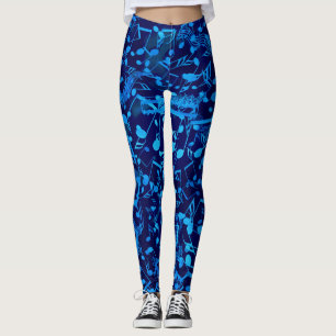 Chaotic Blues Music Notes Leggings