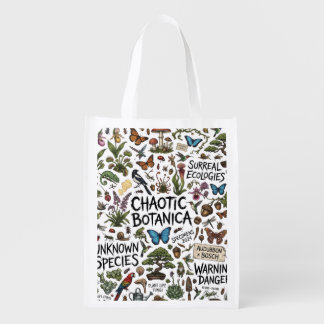 Chaotic Botanica Surreal Ecologies Illustration Pr Grocery Bag