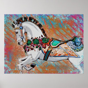 Chaotic Carousel Horse - Bright Colorful Poster