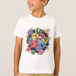 Chaotic Cartoonish Galaxy with Whimsical Stars T-Shirt