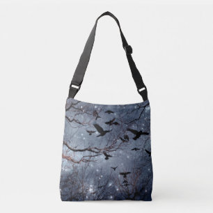 Chaotic Celestial Crow Flight Crossbody Bag