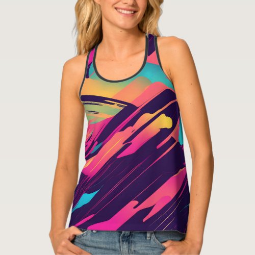 Chaotic Curves  Funky Synthwave Tank Top