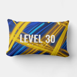 Chaotic Electric Yellow Cyan Abstract Cyberpunk Lumbar Pillow