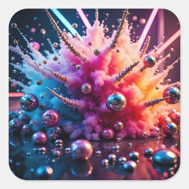 Chaotic Explosions Square Sticker (Front)