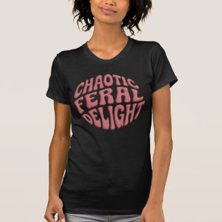 Chaotic Feral Delight - Pink Faux Embroidery T-Shirt