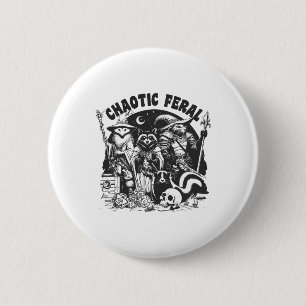 Chaotic Feral Funny Raccoon Possum Skunk Boardgame Button